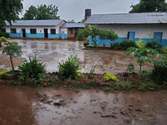 Flooding around the College buildings