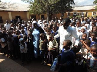 Primary School students with Headmaster